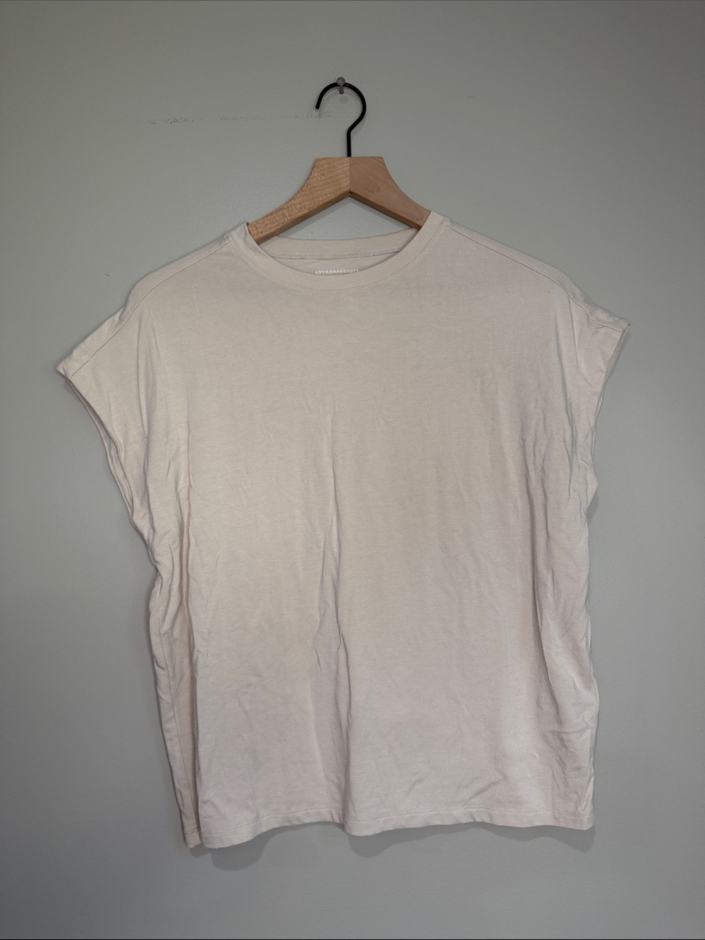 Anthropologie Women’s Crewneck Cap-Sleeve Tee in Tan Muscle Tee